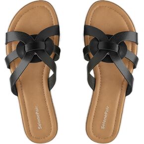Selenepair Women's Flat Sandals Cross Strap Dress Slide Slide Slide Summan Summer Shoes