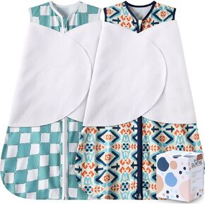 Newborn Sleep Sack Baby Swaddle,3-Way Adjustable Wearable Blanket,100% Rayon Cotton Swaddling sleeping bag. (Dinosaur&Hexagon, 3-6 Months) in Kuwait