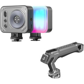 SMALLRIG Vibe P108 Pro RGB Video Light and Quick Release Top Handle with Quick Release Slider