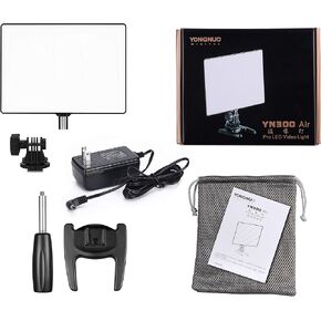 YONGNUO YN300Air YN300 Air LED Video Light with 12V 2A AC DC Adapter, Adjustable Color Temperature 3200K-5600K for Canon Nikon Pentax Olympus Samsung