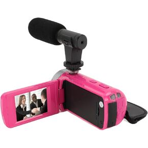 Yunir Video Camera, Digital Camera Screen Recorder, Full HD 1080P 15FPS 16MP 2.4 Inch 270 Degree Rotation LCD 16X Digital Zoom Camcorder Camera with Microphone and Battery 1020mAh Batter