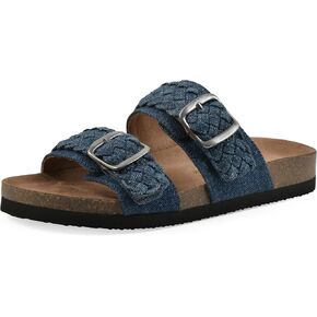 WHITE MOUNTAIN Women's Hey Hey Braided Double-Buckle Signature Comfort-Molded Footbed Sandal
