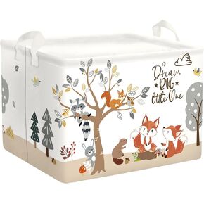 Forest Animals Tree Baby Laundry Hamper Collapsible Clothes Kids Storage Basket Large Boys Girls Gift Toy Box Bin for Nursery Room, Elephant, 63L
