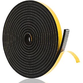 16Feet Weather Stripping Seal (1/2 Inch X 1/4 Inch) for Door Window Adhesive Thick Door Bottom Seal Strip Weatherproof High Density Foam Tape for Sliding Door Automotive Window (White)