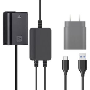 PW20 DC Coupler Replace ACK-PW20 AC Power Adapter NP-FW50 Dummy Battery with USB C/A 2 in 1 Cable Compatible with Sony A7/ A7M2/ A7R2/ A7S2/ A6000/ A6300/A6500/ A5000/ A5100 Cameras