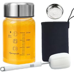 Glass Juice Bottles 12 oz - Wide Mouth Glass Water Bottles with Lids and Sleeve- for Juicing, Smoothies, Milk, Protein, Reusable, Stainless Steel Lids, Leak Proof, Shaker bottle (12oz/400ml)