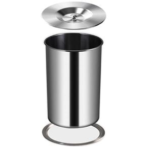 9L/2.6GAL Kitchen Cabinet Countertop Built-in Stainless Steel Trash Can,Built-in Countertop Trash Can, Countertop Lid, Embedded Trash Bin Trash Chute with Lid (9L-Set(Silver))