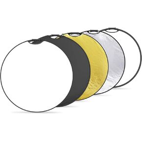 Neewer 5-in-1 Portable Round 43 in/110cm Light Reflector Collapsible Multi-Disc with Single Grip and Bag for Studio Photography Lighting and Outdoor Lighting - Gold/Silver/White/Black/Translucent