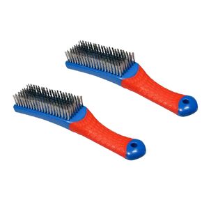 4 PCS Heavy-Duty Wire Brush Set, Heavy Stainless Steel Wire Scratch Brush, with Ergonomic Silicone Covered Handle, for Rust, Dirt, Deep Cleaning Rust and Paint