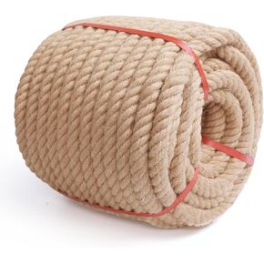 Rope 1/2 Inch 100 Ft Natural Hemp Rope,Twisted Manila Rope,1/2 inch Thick Jute Rope for Crafts, Porch Swing Rope, Hemp Rope for Decor, Railing, Docks, Landscaping
