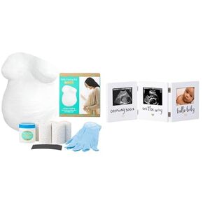 Kate & Milo and Pearhead Pregnancy Keepsake Bundle - Belly Casting Kit & Triple Sonogram Photo Frame