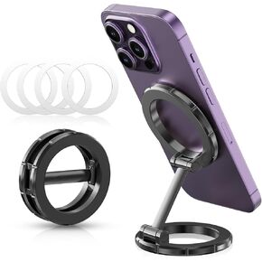 Dual Magnet Car Phone Holder, Folding for MagSafe Car Mount, 40X Strong Magnet Full Metal Gym Magnetic Phone Stand, 360° Rotating iphone Car Mount, for iPhone16 15 14 13 Seires Android Phones