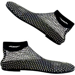 Comfortable Shiny Mesh Flats for Women – Fishnet Summer Ballet Flats Sandals with Low Heel