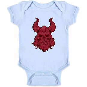 Pop Threads Viking Skull Helmet Infant Baby Boy Girl Bodysuit