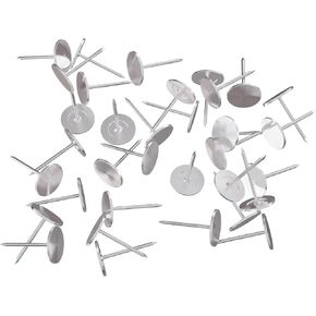 25 pcs 19x25mm (0.75x0.98") Flat Head Thumb Tacks, Upholstery Tack for Furniture Sofa Door Decor,DIY Vintage Style Hardware Tacks, Push Pins for Office, School, Home (Silver)