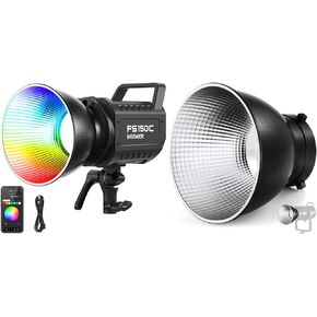 NEEWER FS150C 130W RGB LED Video Light, 2500-7500K COB Continuous Lighting Output with CRI97/TLCI98 4 Dimming Curves, Bowens Mount Spotlight for Studio Shoots, RF1 7'' Reflector Diffuser Included