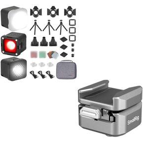 SmallRig RM01 Mini LED Video Light (3 Pack) and HawkLock H18 Quick Release Support with Cold Shoe