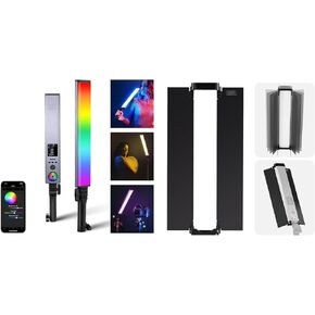 NEEWER RGB Light Wand 2.4G/APP Control with Metal Barndoors, 360° Touchable RGBWW Hue Mixer Photography Handheld LED Video Lighting Stick with 2500K-10000K, 18 Scenes, 7.4V/31Wh Battery, BH30S