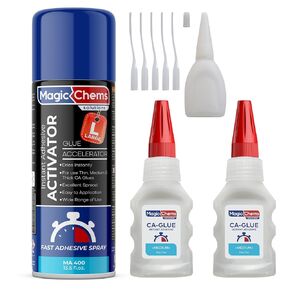 CA Glue with Activator (2 x 1.7 oz + 13.5 fl oz), Cyanoacrylate Glue and Activator, Super Glue with Activator, CA Glue and Accelerator (1 Pack)
