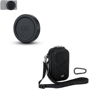 JJC Metal Lens Cap with Hard Camera Case for Ricoh GR IIIx GR III