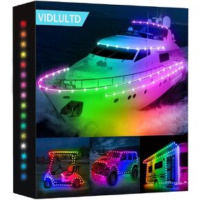 Battery Powered Boat Rope Lights, 2 Pack Total 65FT IP68 Waterproof Boat Parade Lights for Holiday Party Christmas, 16 Colors Boat String Decor Lights, Parade Lights for Kayak, RV, Golf Cart, Truck