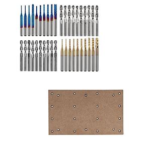 40pcs End Mills CNC Router Bits + MDF Spoilboard for 3018 Routers, 30 x 18 x 1.2cm, M6 Holes (6mm)