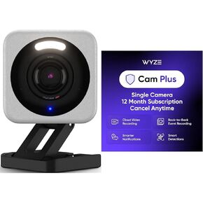 WYZE v4 Black 1-Pack Cam Plus Yearly, Covers 1 Camera, Auto-Renews at $19.99/Year, Activation Required, Cancel Anytime