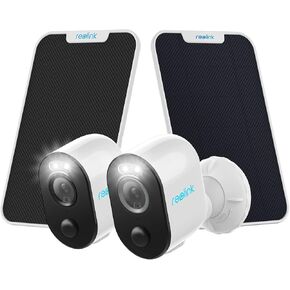 REOLINK 5MP Solar Security Cameras Wireless Outdoor, Argus 3 Pro+Solar Panel with 2K+ Color Night Vision, 2.4/5GHz WiFi, Human/Vehicle Detection, No Hub Needed(2 Pack)