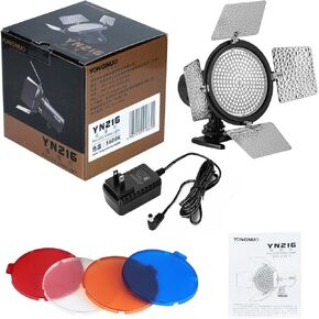 Yongnuo YN216 YN-216 LED Video Light 5600K + 12V 2A AC Adapter Power Supply
