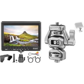 NEEWER F100 7inch Camera Field Monitor HD Video Assist IPS 1280x800 HDMI Input 1080p with Sunshade and Ball Head for DSLR Cameras, Camera Monitor Mount with 3/8" Screw for ARRI Included