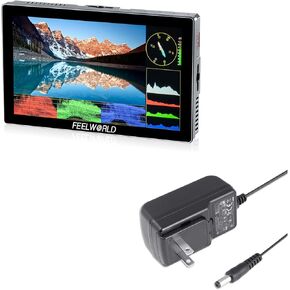 FeelWorld P6X Camera Field DSLR Monitor و 12V 1.5A Power Adapter Bundle