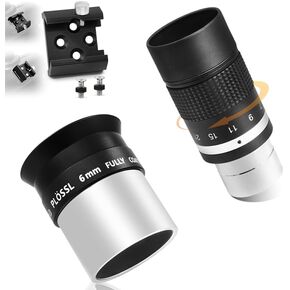 Astromania Dovetail Mounting Base with 4 Holes for M4 Screws - Bundle with - 1.25" 6mm Plossl Eyepiece&7-21mm