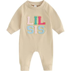 Newborn Baby Girl Matching Clothes Lil Sis Onesie Crewneck Sweatshirt Romper Jumpsuit Little Sister Outfits