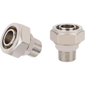 Straight Air Piping Fittings,Shop Compressed Air Line System fittings 3/4"Straight Air Line Fittings Tubing x 1/2" Male NPT Threads Adapter Fittings,Brass-Nickel Plated rapid air system fittings 2pc