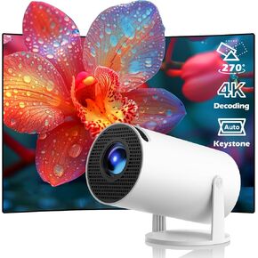 Mini Projector with WiFi and Bluetooth, Portable Projector Full HD 4K Support with Automatic Vertical Keystone Correction 270° Rotation Projector and Android 11.0 Smart Projector