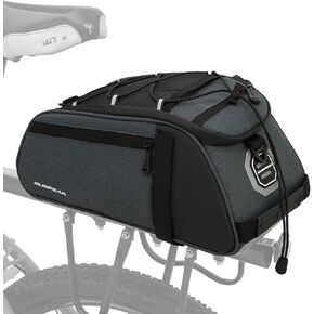 Bike Rear Rack Bag Waterproof Ebike Mountain Bicycle Saddle Bag 10L Cycling Pannier Trunk with Reflector & Shoulder Strap for Commuter Travel Outdoor