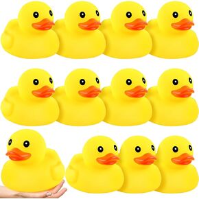 Deekin 12 Pack Jumbo Yellow Rubber Ducks, 7 Inch Large Squeaky Bath Toys, Giant Floating Ducks, Bathtub Toys, Pool Props, Birthday Party Supplies, Favors, Decoration