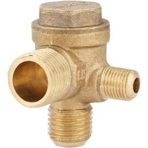 3 Port Air Compressor Check Valve,Male Thread 90 Degree Piston Air Compressor Valve Brass Air Compressor Parts 0.8x0.7x0.4 Inches Used for Air Compressor