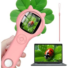 Microscope for OUTACT Mini Microscope Pocket Microscope with 8 LEDs 500x Digital Microscope, Science for Children with 4 Adjustment Levels Mobile Phone Microscope with Photo