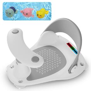 Baby Bath Seat, Infant Bath Seat for Babies 6 Months & Up, Baby Bathtub Seat with 3 Baby Bath Toys/4 Strong Suction Cup Non-Slip, Compact and Foldable Toddler Bath Seat