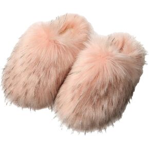 Women's Plush Faux Fur Slipper Slide Sandal Soft Furry Fuzzy Fluffy Lovely Indoor Outdoor Slip On Slippers Multicolor Winter House Shoes