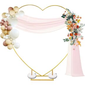 7FT Metal Heart Arch Gold Heart Shaped Backdrop Stand Wedding Arch for Proposal Ceremony Valentine's Day Birthday Party Baby Shower Banquet Photo Decoration