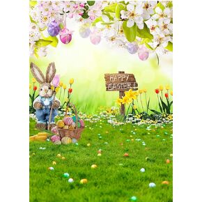 CYLYH Easter Backdrop, Easter Photo Backdrop 6x8ft, Happy Easter Day Back Drops Background Spring Easter Party Decorations Banner