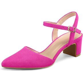 mysoft Women's Pumps 2 Inch Chunky Block Heel Pointed Toe Ankle Strap Slingback Wedding Party Dress Shoes in Saudi Arabia