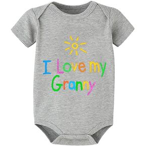 I Love My Granny Newborn Boy Romper Short Sleeve Summer Baby Romper White Baby Girls Outfits