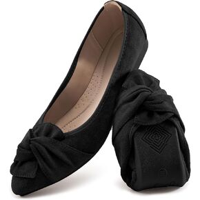 Aomigoct Ballet Flats for Women Dressy: Black 8 Pointed Toe Comfortable Wedding Womens Flats - Casual Work Walking Shoes