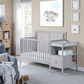 Suite Bebe Connelly 4-in-1 Crib and Changer Combo in Gray/Rockport Gray