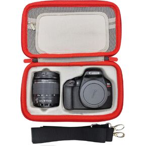 Hard EVA Camera Case Compatible With Canon EOS Rebel T7 DSLR and 18-55mm Lens, Portable Travel Camera Protective Storage Box Waterproof Carrying Bag With Shoulder Strap (Case Only)