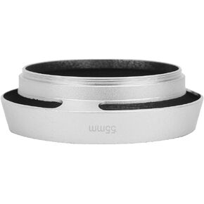 Camera Lens Hood Universal Aluminium Alloy Portable Hollow Silver Lens Hood Adjustable Photography Accessories (55mm)