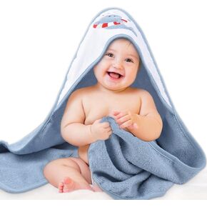 100% Cotton Baby Hooded Towel Soft Absorbent Large Bath Towels with Hood Babies Shower Gifts Beach Essentials for Newborn Toddler Infant Girl Boy 30 x 30 Inch